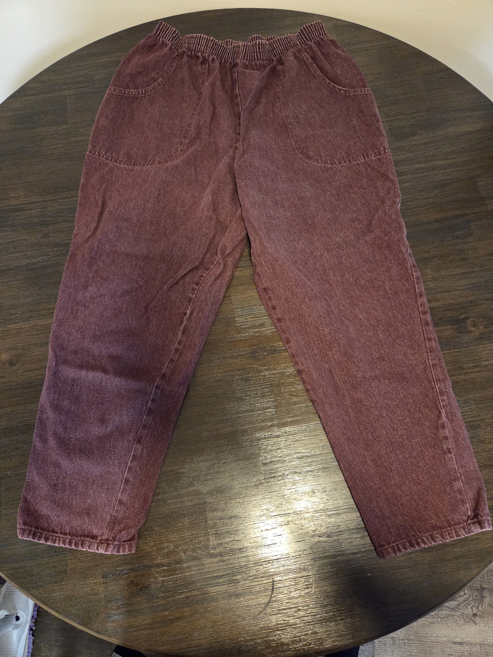 Vintage Classic Elements 90s Mom Jeans Burgundy Elastic Waist Tapered Pants 18wp
